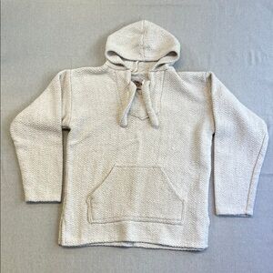 Earth Ragz Baja Hoodie Cream Textured Pullover Hooded Sweater Cotton